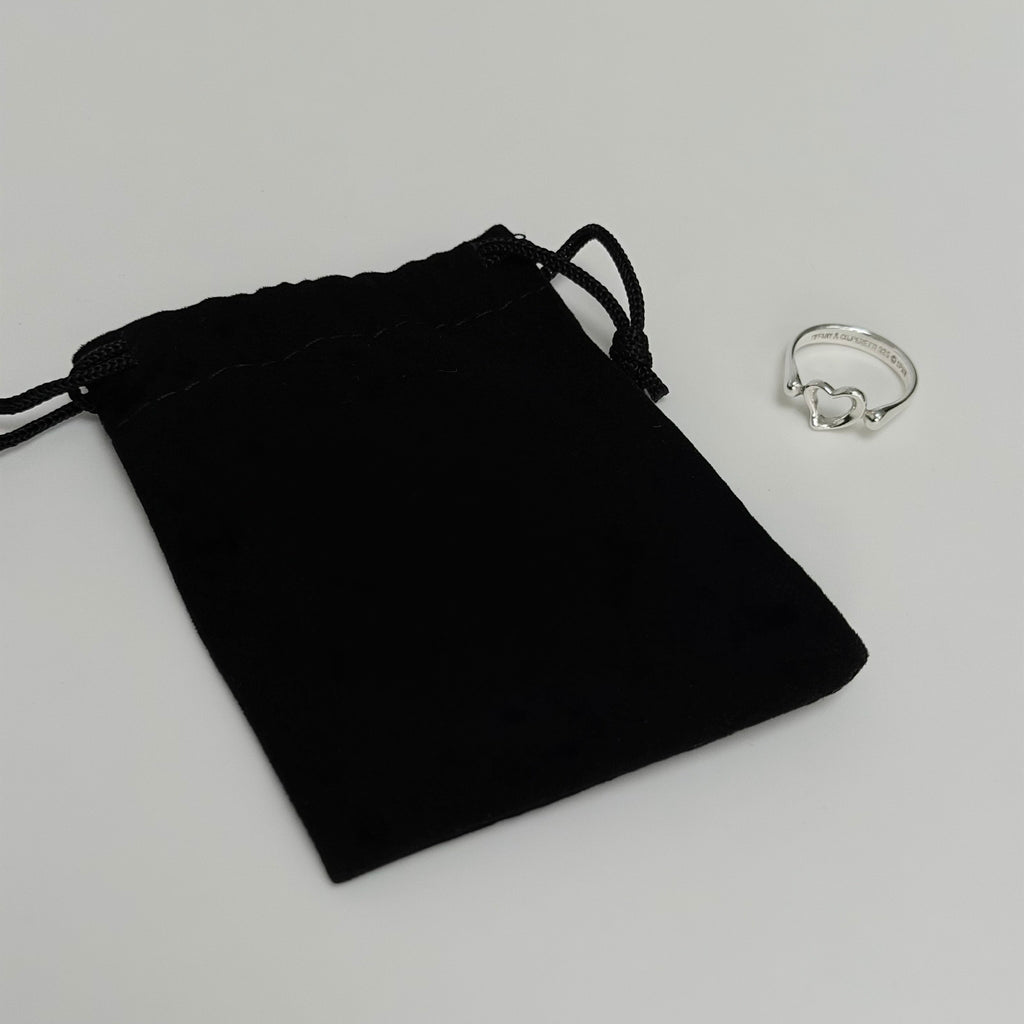 Authentic Tiffany & Co. Elsa Peretti Open Heart Sterling Silver 925 Ring Size 6.5, Uk M, EU 52.5