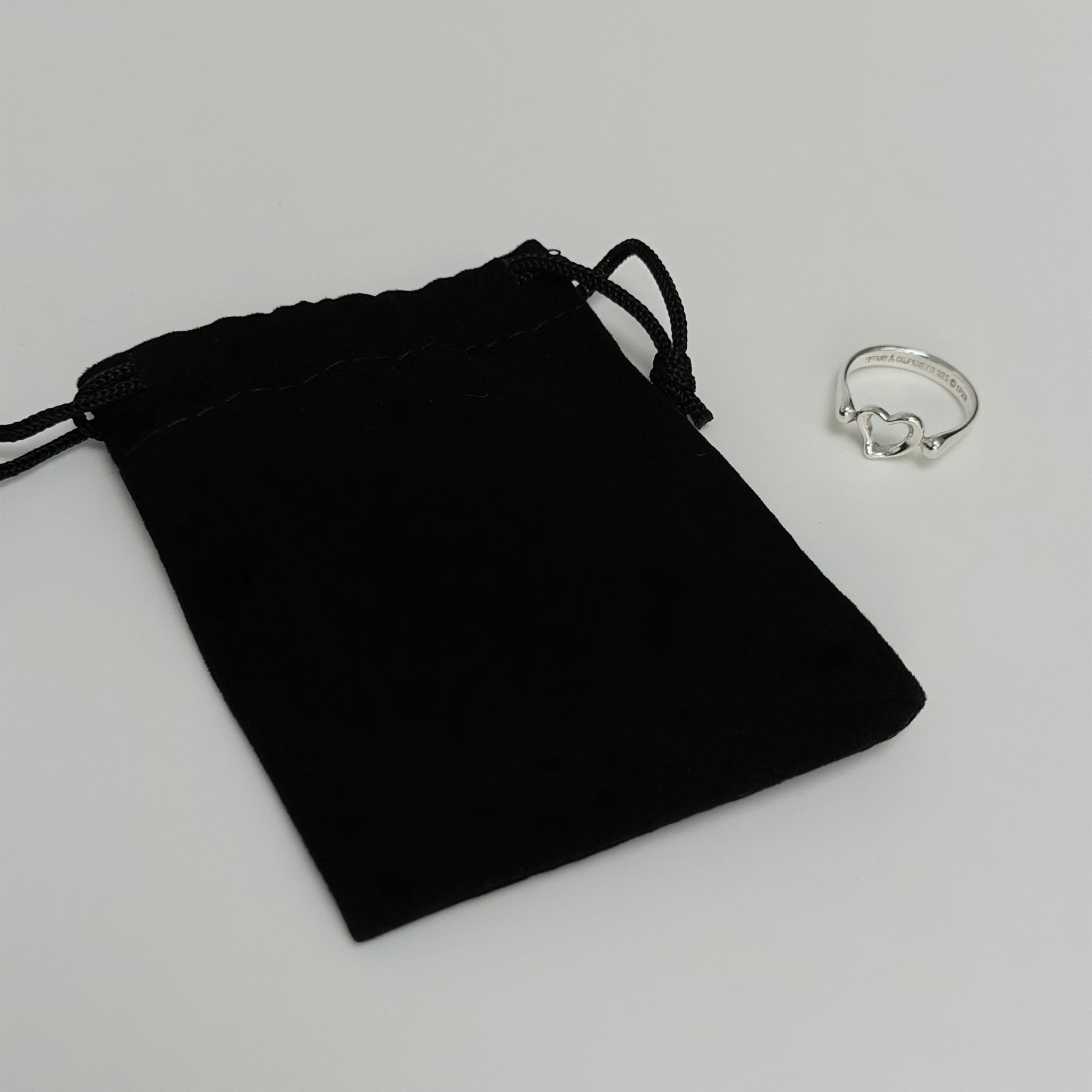 Authentic Tiffany & Co. Elsa Peretti Open Heart Sterling Silver 925 Ring Size 6.5, Uk M, EU 52.5