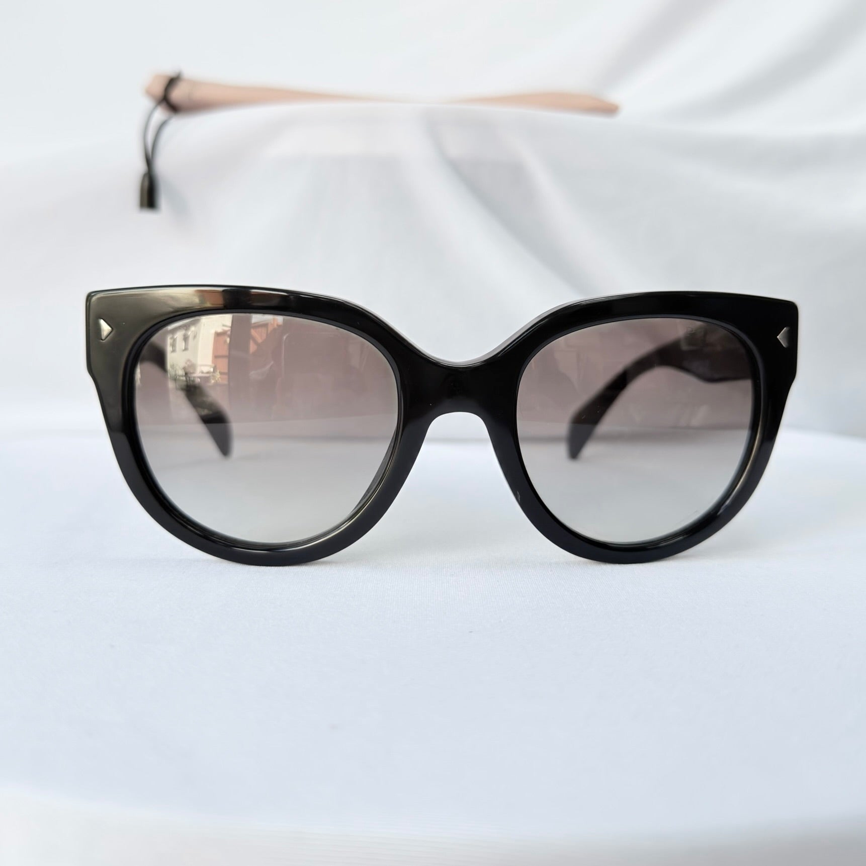 Authentic Prada Round Cat Eye Black Thick Frame Oversized Women’s Sunglasses