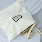 Authentic Gucci GG Bree Cream Leather Brown Canvas Crossbody Women's Bag With Dust bag