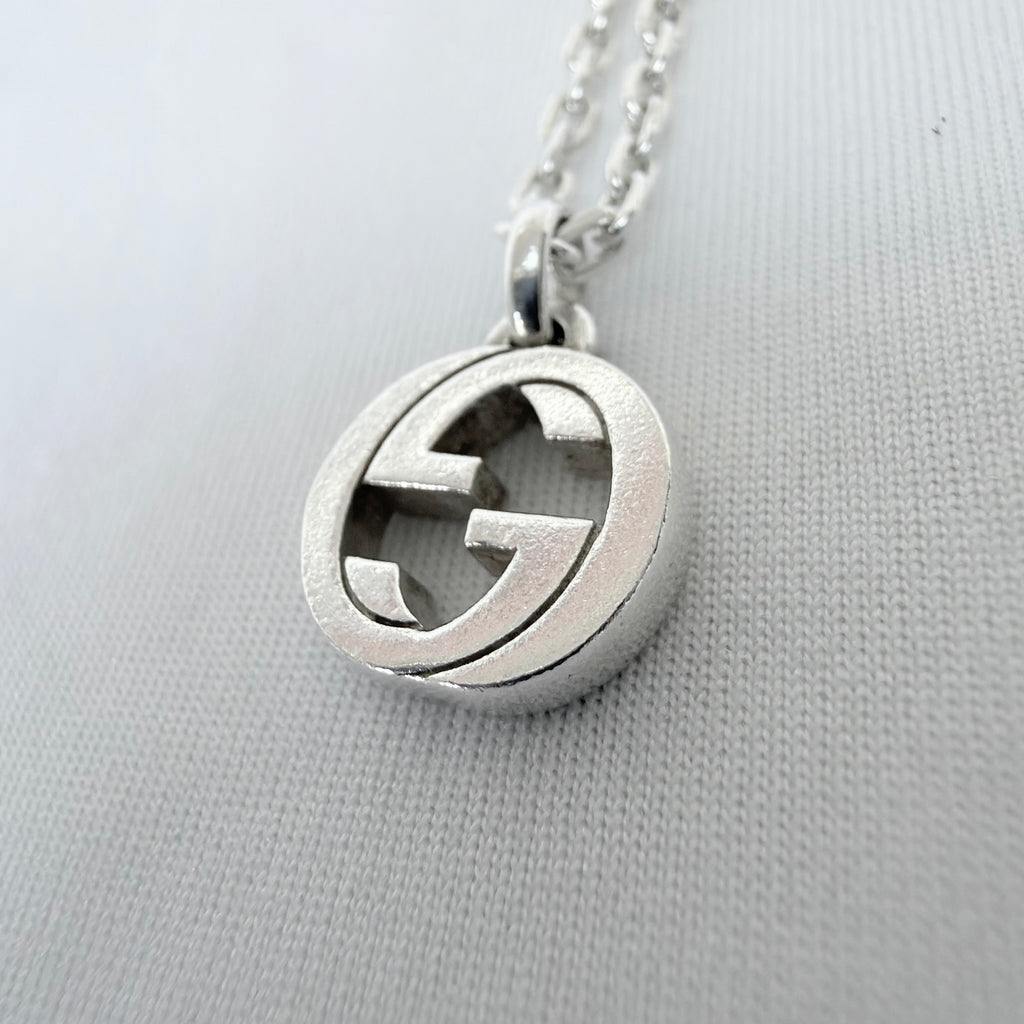 Gucci Interlocking GG Pendant Sterling Silver 925 Necklace 19 Inches With Packaging