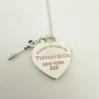 Tiffany&Co. Return to Tiffany  Medium Heart Key Lock Women's Necklace Silver 925 Sterling 19 inches With Packaging