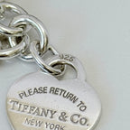 Authentic Tiffany & Co. Sterling Silver 925 Medium Heart Pendant Choker Necklace With Pouch 15 inches