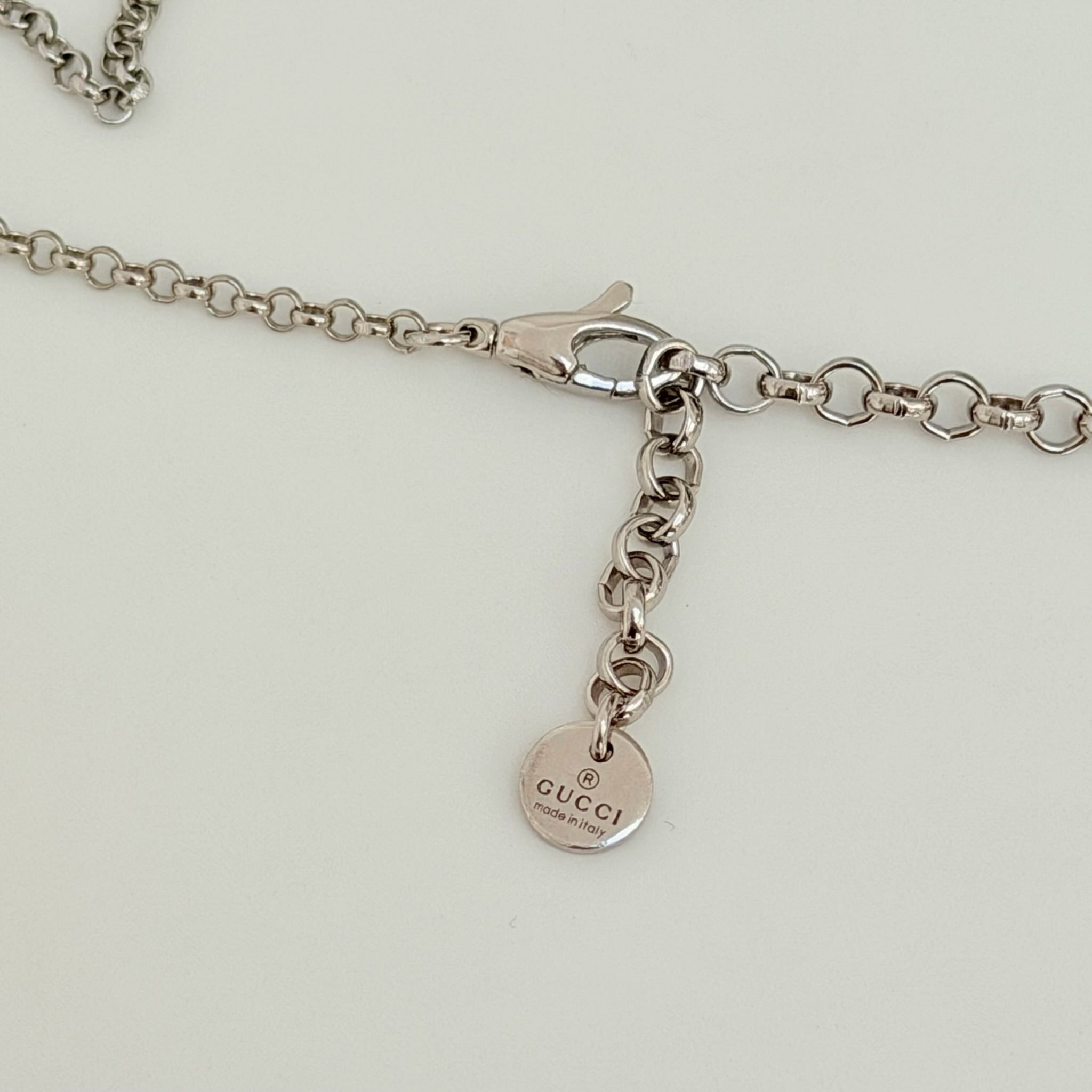 Authentic Gucci Interlocking GG Aged Sterling Silver 925 Necklace With Pouch
