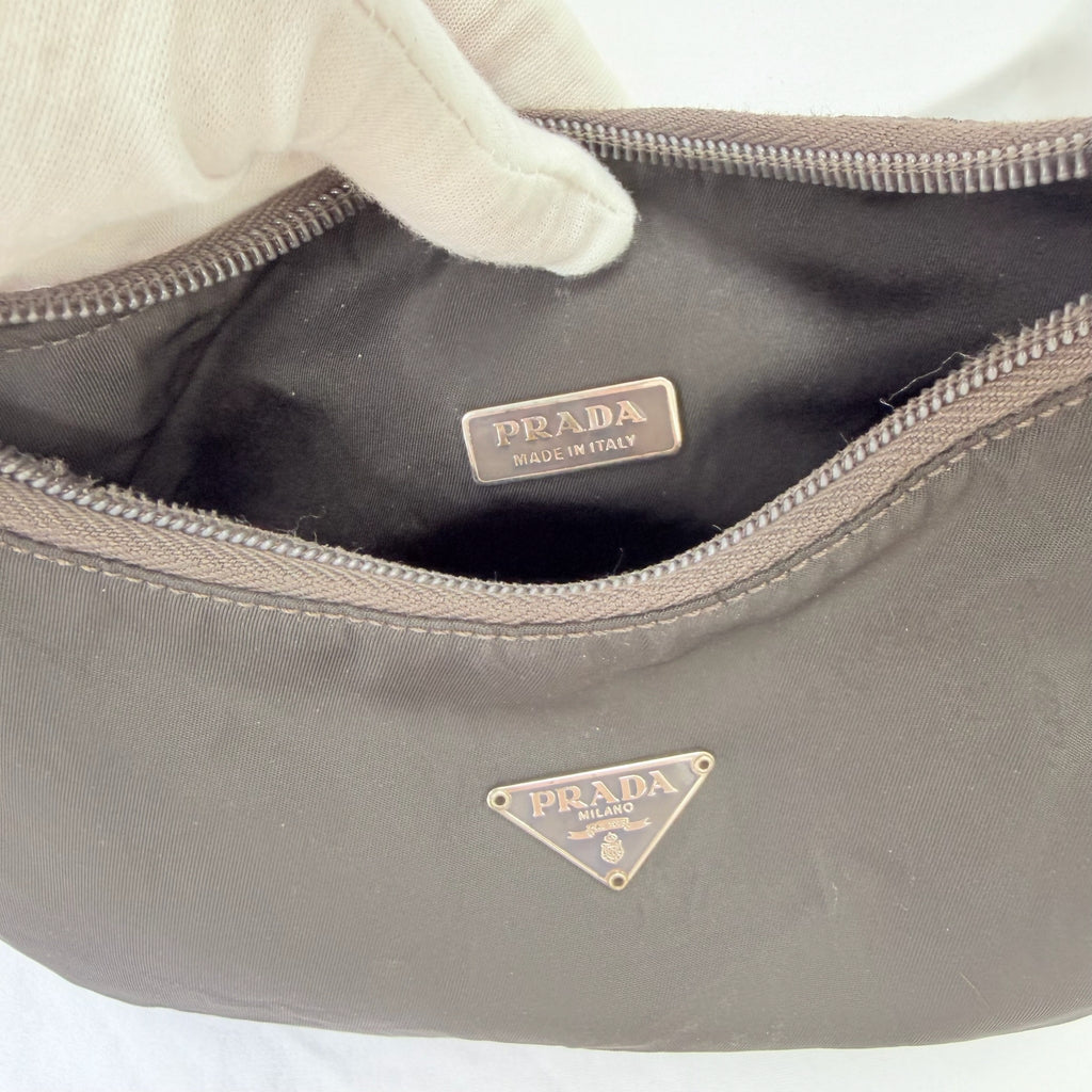 Prada Vintage Tessuto Black Nylon Re-edition 2000 Mini Hobo Zip Handbag