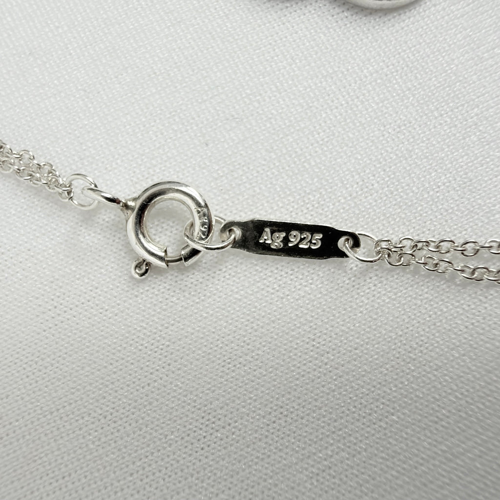 Tiffany & Co. Double Chain Heart Charm Return to Tiffany Bracelet 925 Silver 6.5” With Packaging