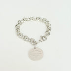 Authentic Tiffany & Co. Sterling Silver 925 Chunky Chain Large Round Tag Disc Bracelet 7.5 Inches With Packaging