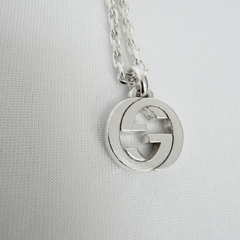 Gucci Interlocking GG Pendant Sterling Silver 925 Necklace 19 Inches With Packaging
