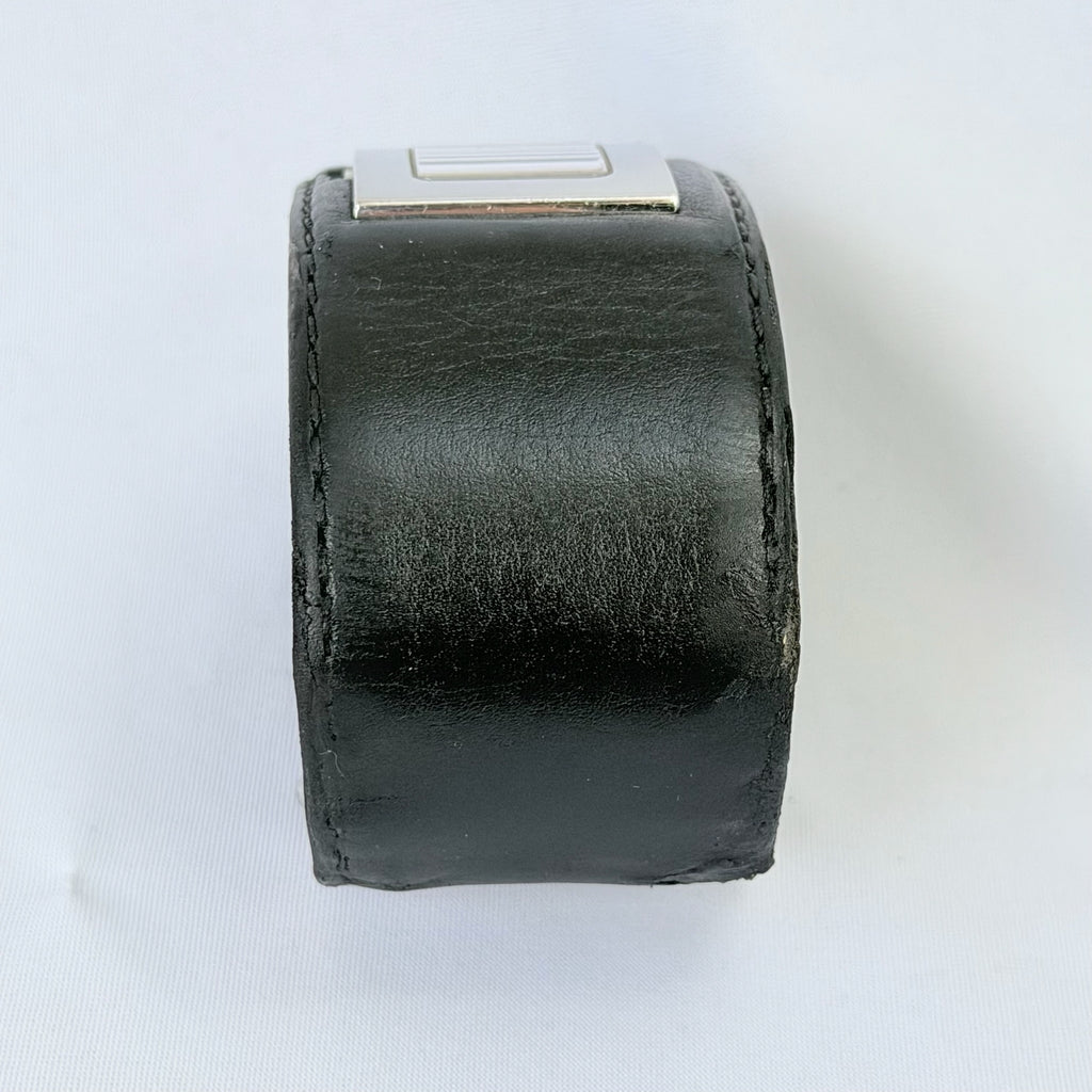 Gucci 7800L Women's Quartz Watch Black Leather Rectangular With Packaging 19cm