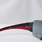 Vintage Prada Wrap Shield Red, Silver & Black Unisex Sunglasses SPR 54G With Case