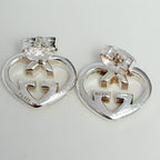 Authentic Gucci Love Britt Open Interlocking Gg Heart Sterling Silver 925 Stud Earrings