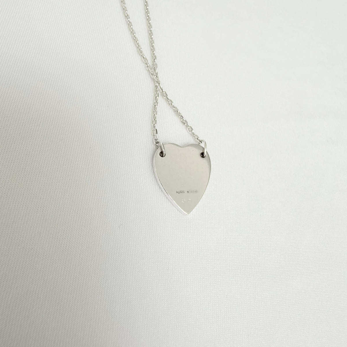 Gucci Heart Trademark Pendant Sterling Silver 925 Women’s Necklace 48cm With Packaging