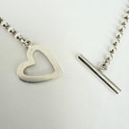 Gucci Heart Boule Popcorn Necklace Choker T Bar Toggle Fastening Sterling Silver 925 Women's 16 Inches
