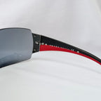 Vintage Prada Wrap Shield Red, Silver & Black Unisex Sunglasses SPR 54G With Case