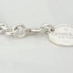 Authentic Tiffany & Co. Sterling Silver 925 Oval Pendant Choker Necklace With Packaging 15 inches