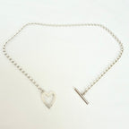 Gucci Heart Boule Popcorn Necklace Choker T Bar Toggle Fastening Sterling Silver 925 Women's 16 Inches