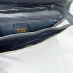 Gucci Authentic Vintage Navy Beige Gold Leather Micro GG Supreme Women’s Crossbody Bag