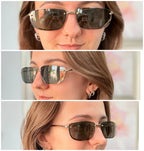Vintage Y2K Gucci GG 1691/S Polarised UV400 Rectangular Green/Gold Sunglasses With Case