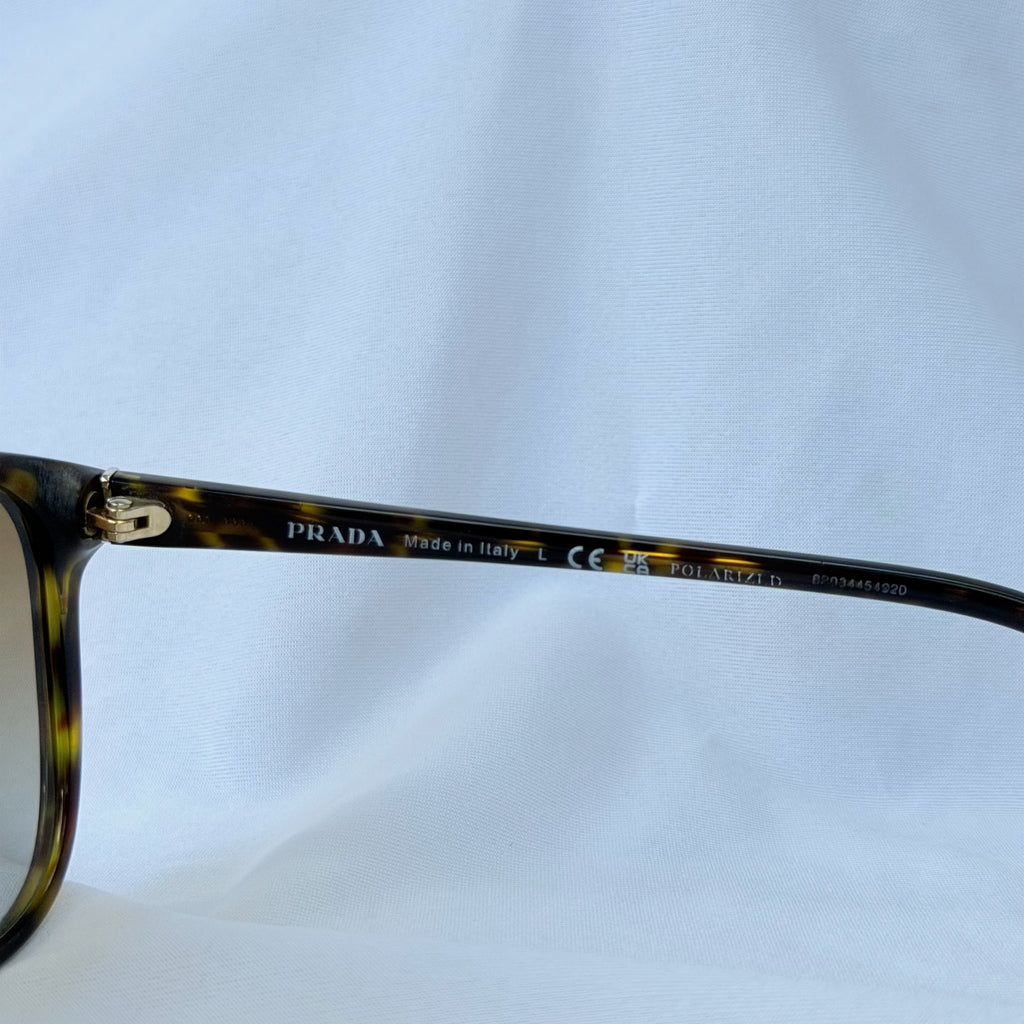 Prada Cat Eye Square Metal Corners Women's Sunglasses Brown Tortoiseshell Polarised SPR 01O