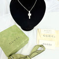 Gucci Vintage Unisex Asymmetric Cross Abstract Pendant Sterling Silver 925 Necklace 18 Inches With Packaging