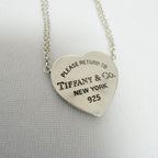 Tiffany & Co. Double Chain Heart Necklace 925 Sterling Silver 16 Inches