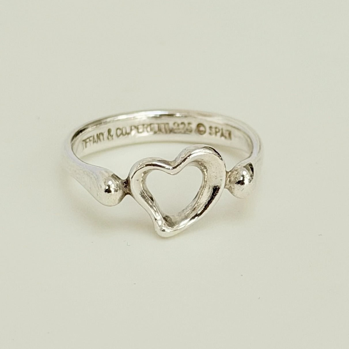 Authentic Tiffany & Co. Elsa Peretti Open Heart Sterling Silver 925 Ring Size 6.5, Uk M, EU 52.5