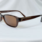 Vintage Fendi Brown Gold Rectangular Skinny Y2K Polarised Sunglasses