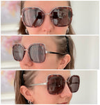 Prada PR 57US Catwalk Cinema Red Tortoiseshell Irregular Oversized Square Sunglasses