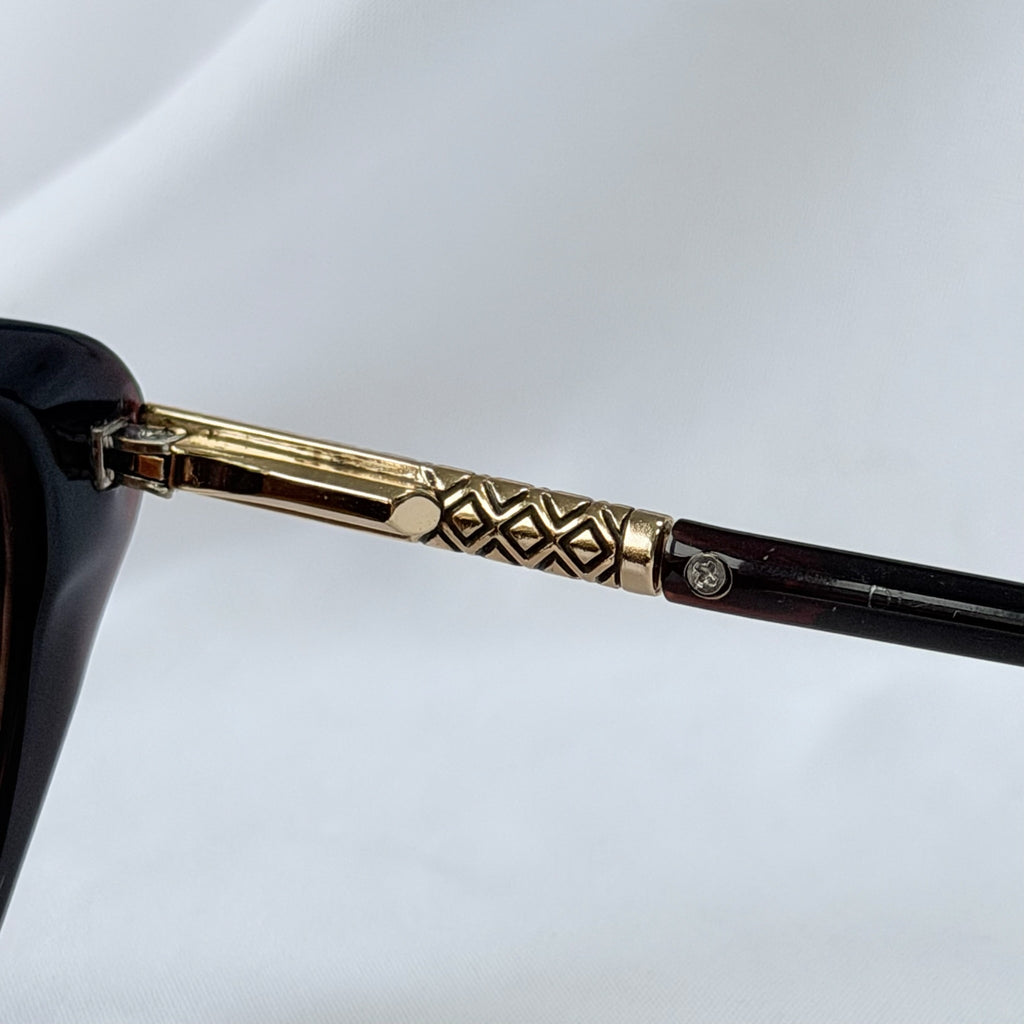 Vintage Dior Cat Eye Brown Geometric Gold diamanté Polarised UV400 Sunglasses