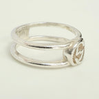 Gucci Interlocking Cut Out GG Double Band 6mm Silver Women's unisex Size 11, UK K1/2, EU 51