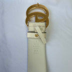 Gucci GG Marmont 24k Gold Buckle Cream Leather Belt 4cm 85cm 34” 400593