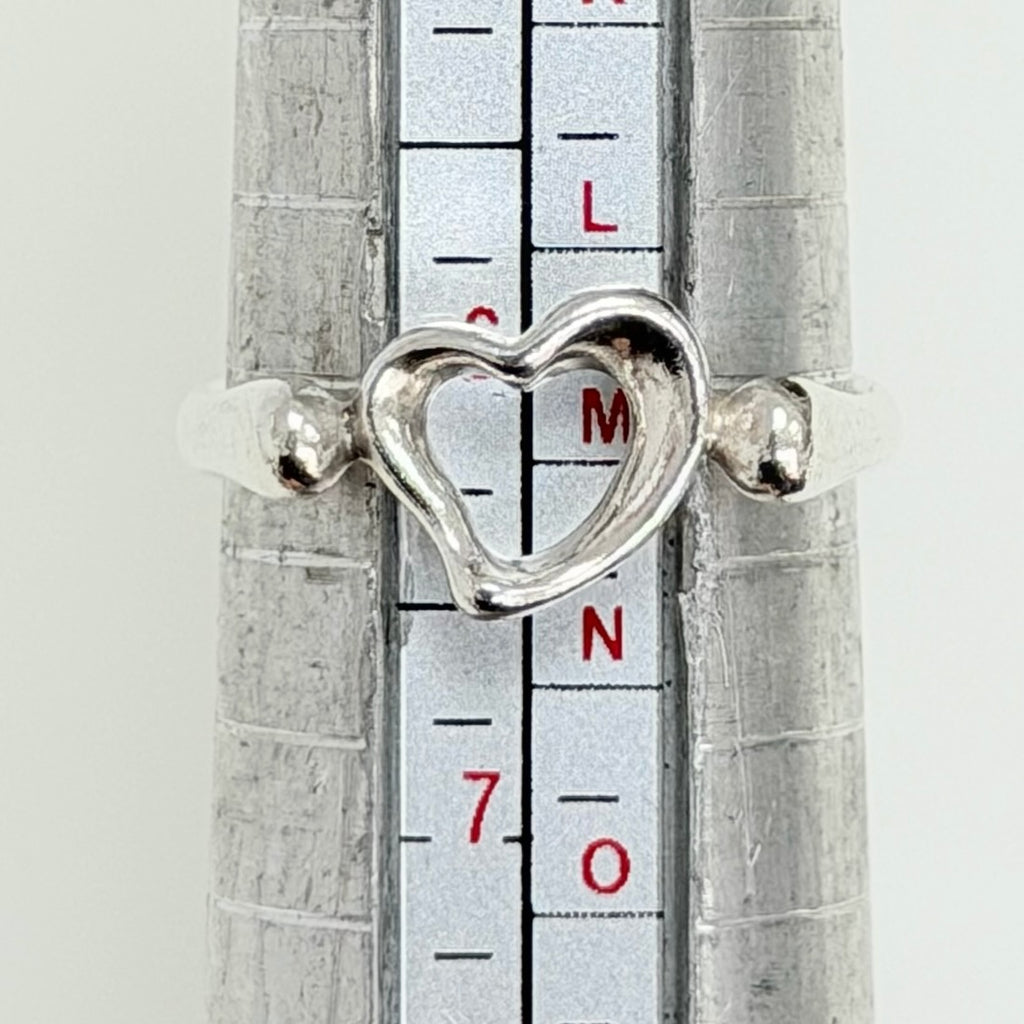 Authentic Tiffany & Co. Elsa Peretti Open Heart Sterling Silver 925 Ring Size 6.5, Uk M, EU 52.5