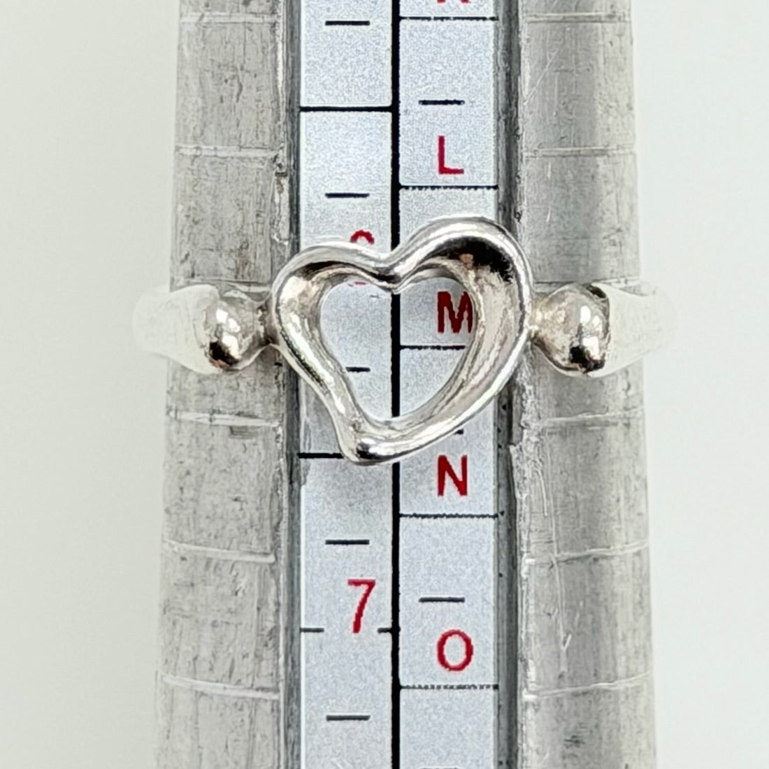 Authentic Tiffany & Co. Elsa Peretti Open Heart Sterling Silver 925 Ring Size 6.5, Uk M, EU 52.5