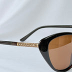 Vintage Dior Cat Eye Brown Geometric Gold diamanté Polarised UV400 Sunglasses