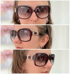 Vintage Gucci GG 3006/S "Queen Bow" Buckle Oversized Butterfly Burgundy sunglasses