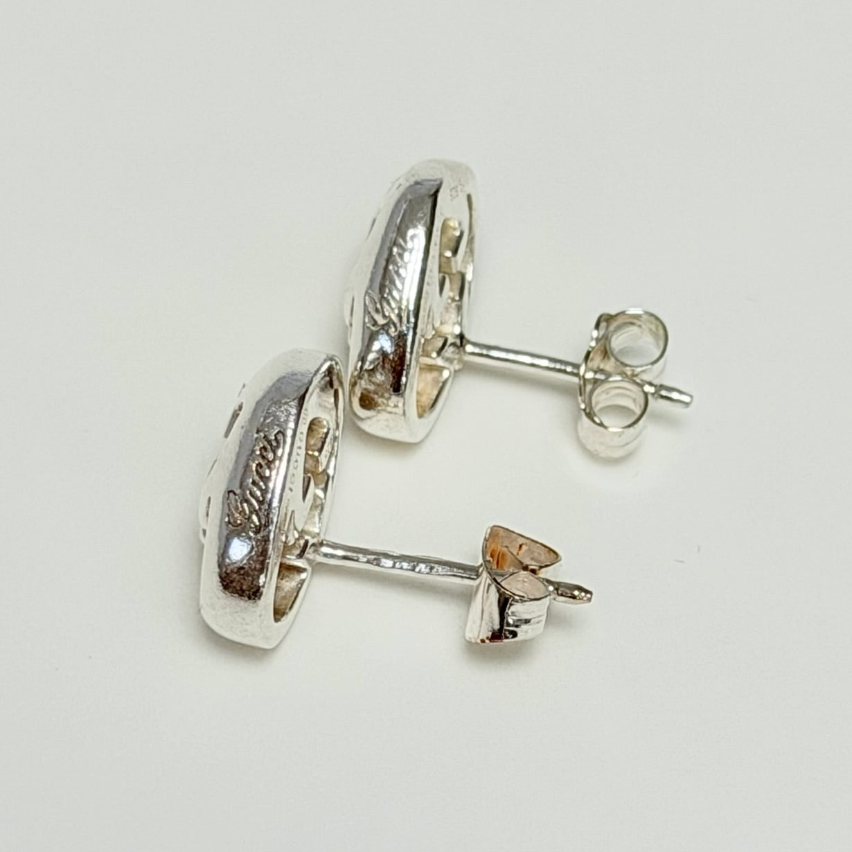 Authentic Gucci Love Britt Open Interlocking Gg Heart Sterling Silver 925 Stud Earrings