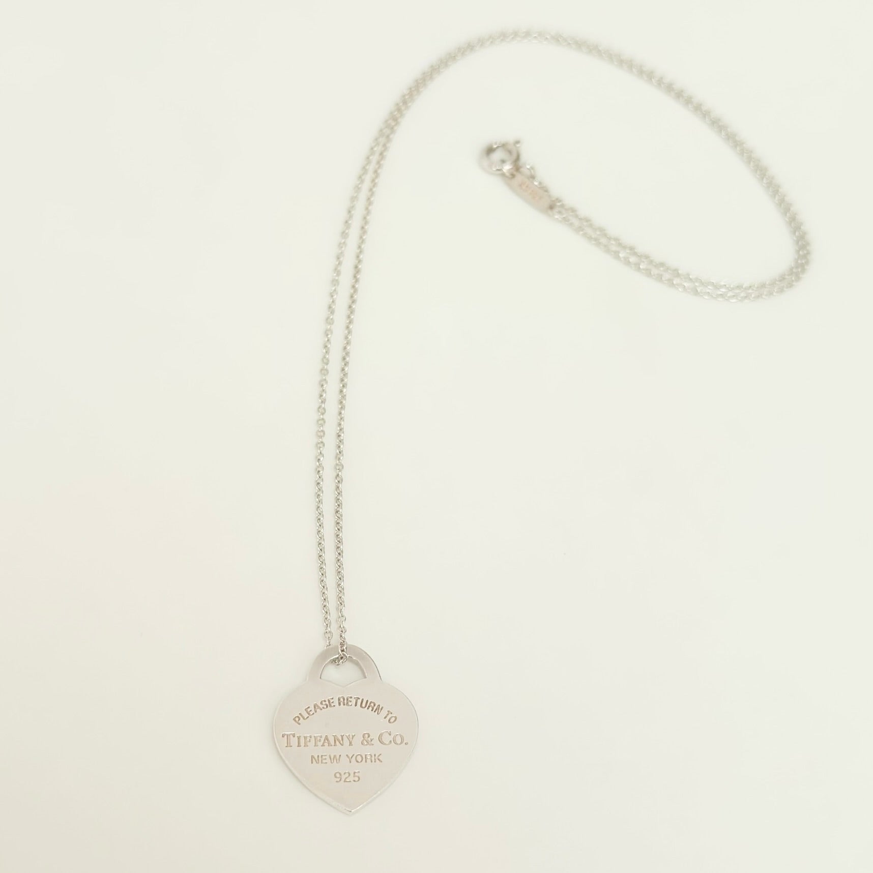 Authentic Tiffany & Co. Return to Tiffany Small Heart Women's Necklace 925 Sterling Silver 16.5 inches