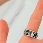 Gucci GG Marmont 925 Sterling Silver 9mm Logo Ring Women’s Size 17, UK Q, EU 57