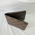 Louis Vuitton Bifold wallet Damier Ebène Coated Canvas Brown Repaired