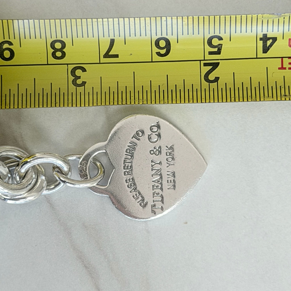 Authentic Tiffany & Co. Sterling Silver 925 Medium Heart Pendant Choker Necklace With Pouch 15 inches