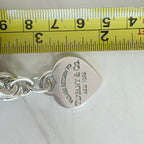Authentic Tiffany & Co. Sterling Silver 925 Medium Heart Pendant Choker Necklace With Pouch 15 inches
