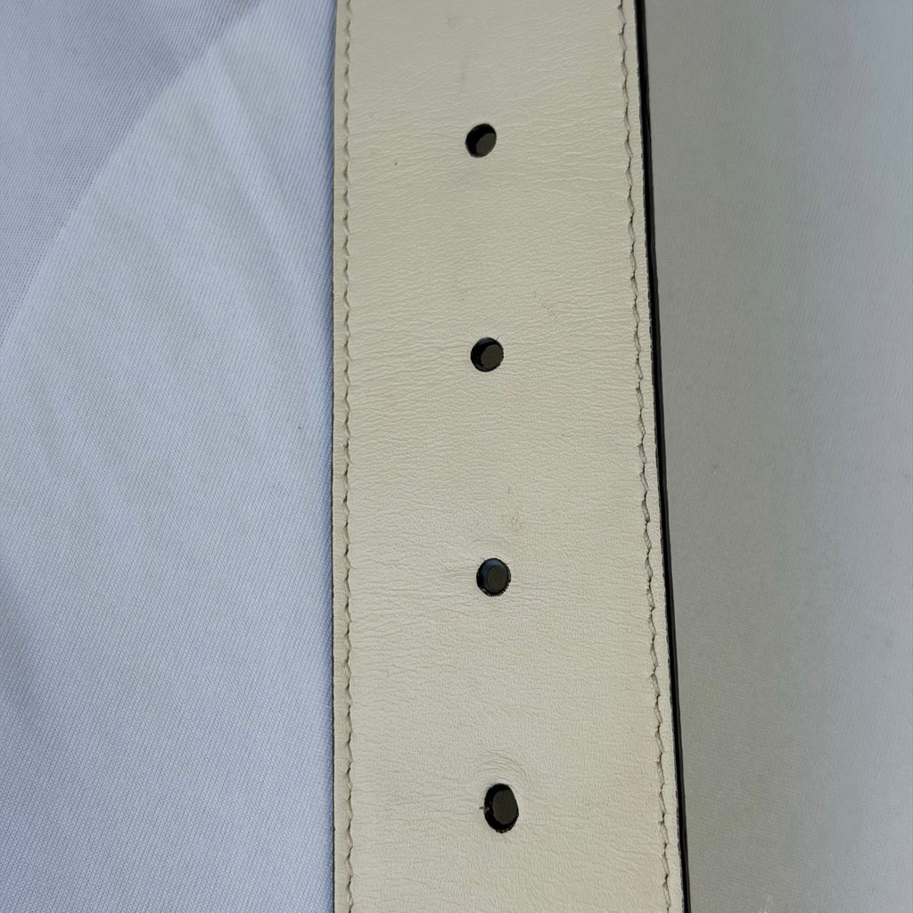 Gucci GG Marmont 24k Gold Buckle Cream Leather Belt 4cm 85cm 34” 400593