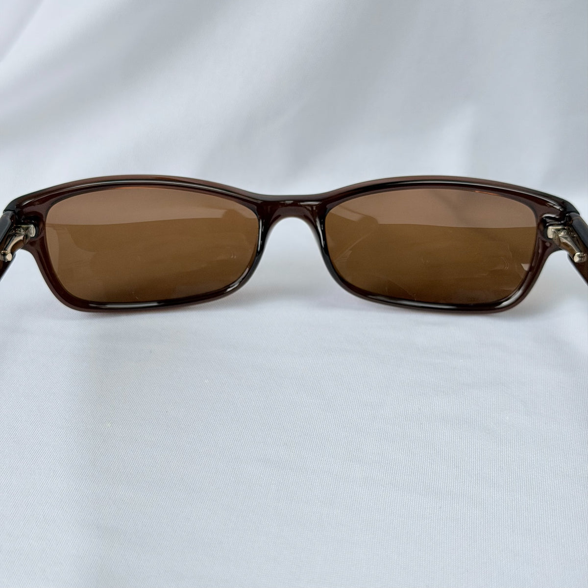 Vintage Fendi Brown Gold Rectangular Skinny Y2K Polarised Sunglasses