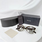 Authentic Prada Brown Tortoiseshell Oval Round Cat Eye Women Sunglasses With Case