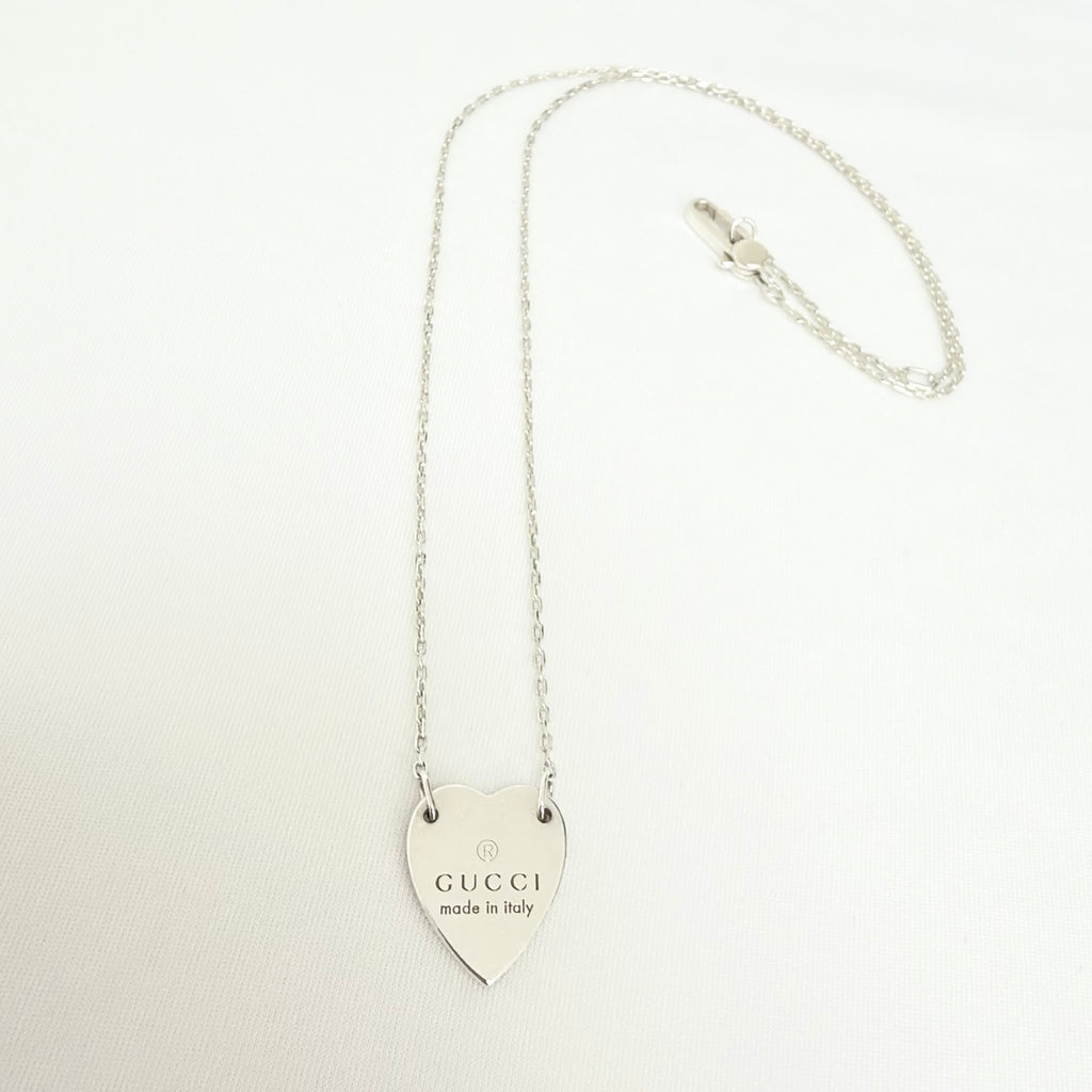 Gucci Heart Trademark Pendant Sterling Silver 925 Women’s Necklace 48cm With Packaging