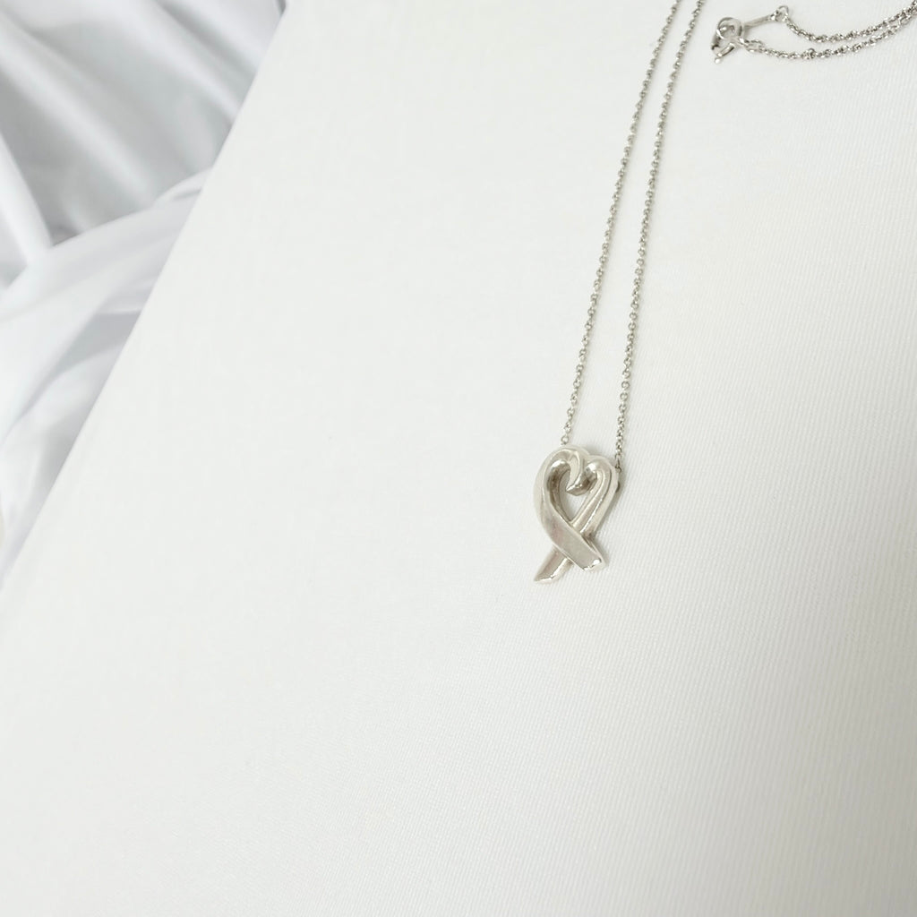 Tiffany & Co. Sterling Silver 925 Paloma Picasso Loving Heart Pendant 16 Inches Necklace With Packaging