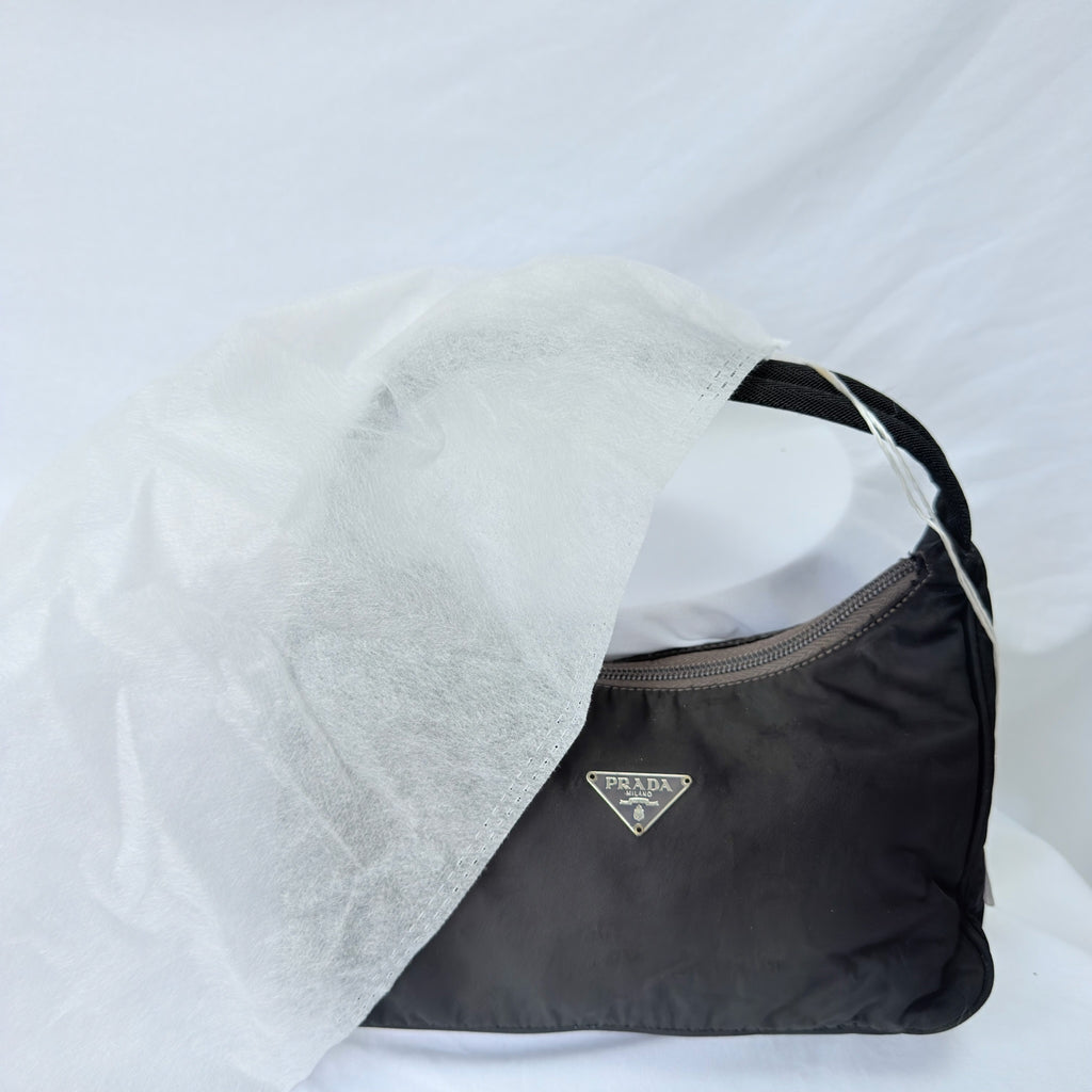 Prada Vintage Tessuto Black Nylon Re-edition 2000 Mini Hobo Zip Handbag