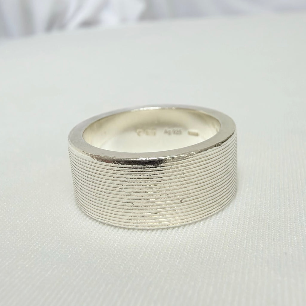 Gucci Sterling Silver 925 Wide 12mm Band Trademarked Ring Size 13, UK M/N, EU 53