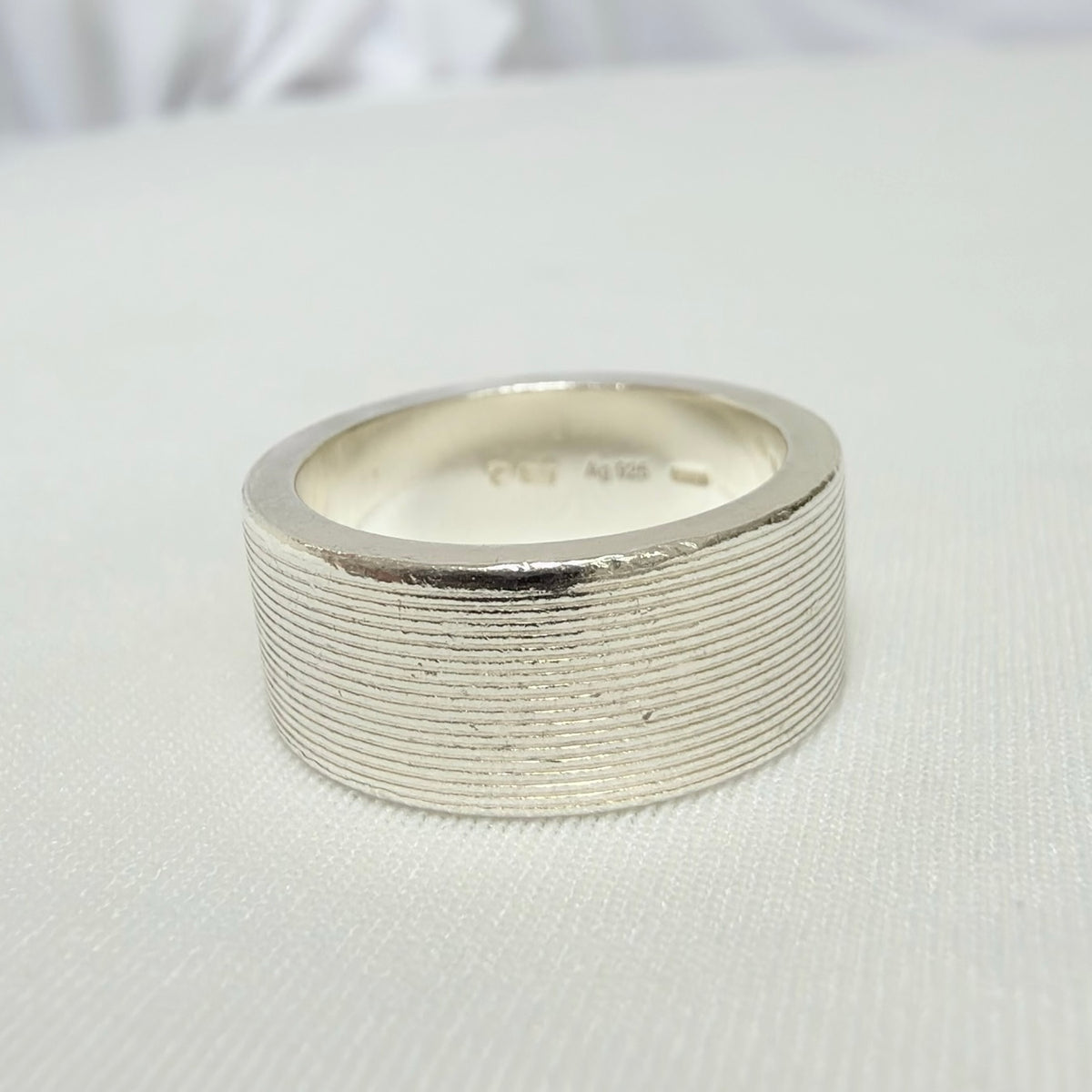 Gucci Sterling Silver 925 Wide 12mm Band Trademarked Ring Size 13, UK M/N, EU 53
