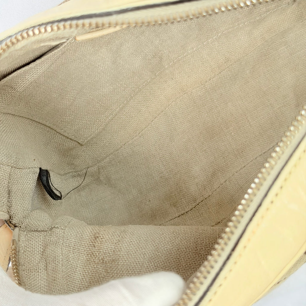 Authentic Gucci GG Bree Cream Leather Brown Canvas Crossbody Women's Bag With Dust bag